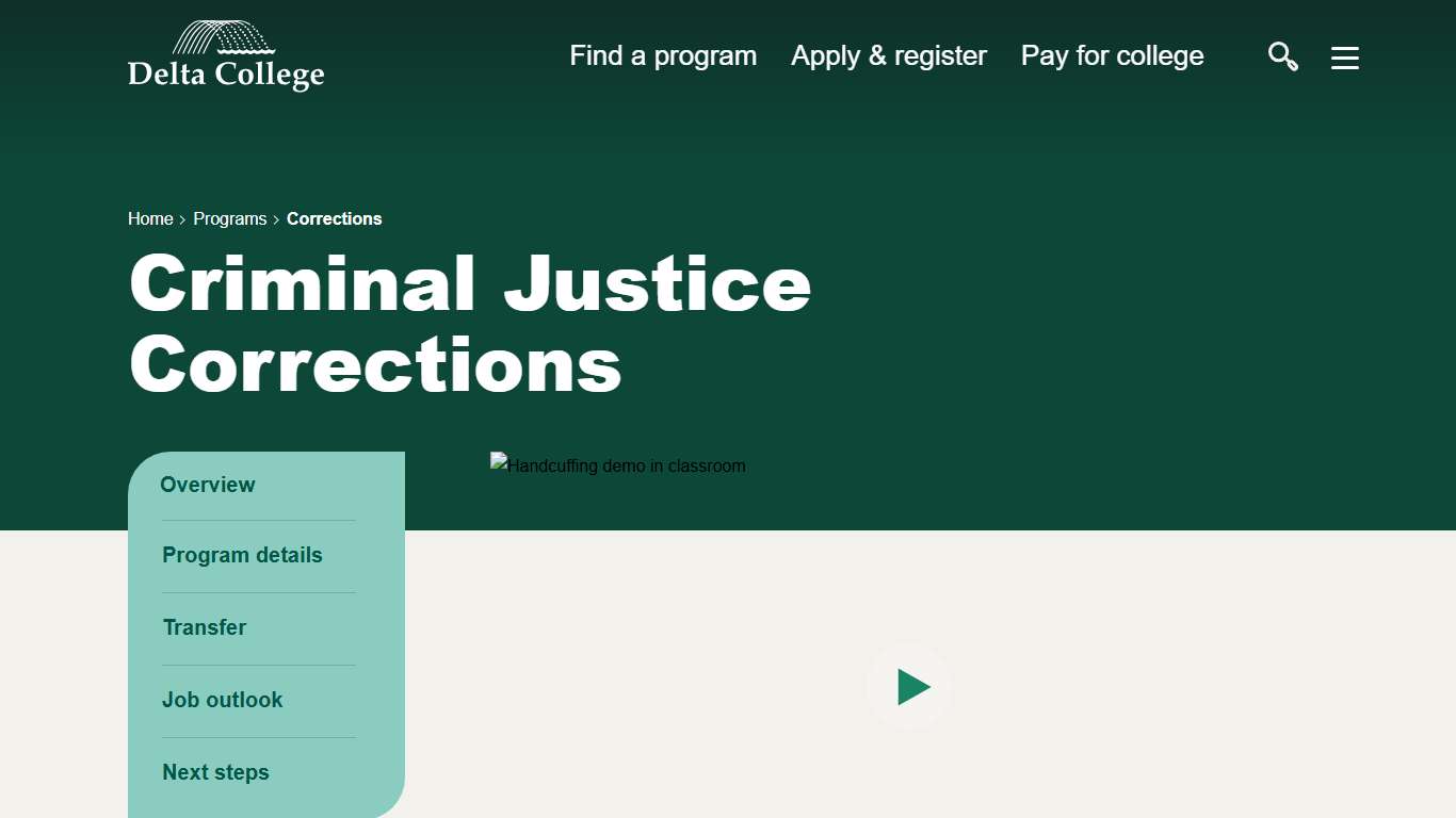 Criminal Justice Corrections Delta College